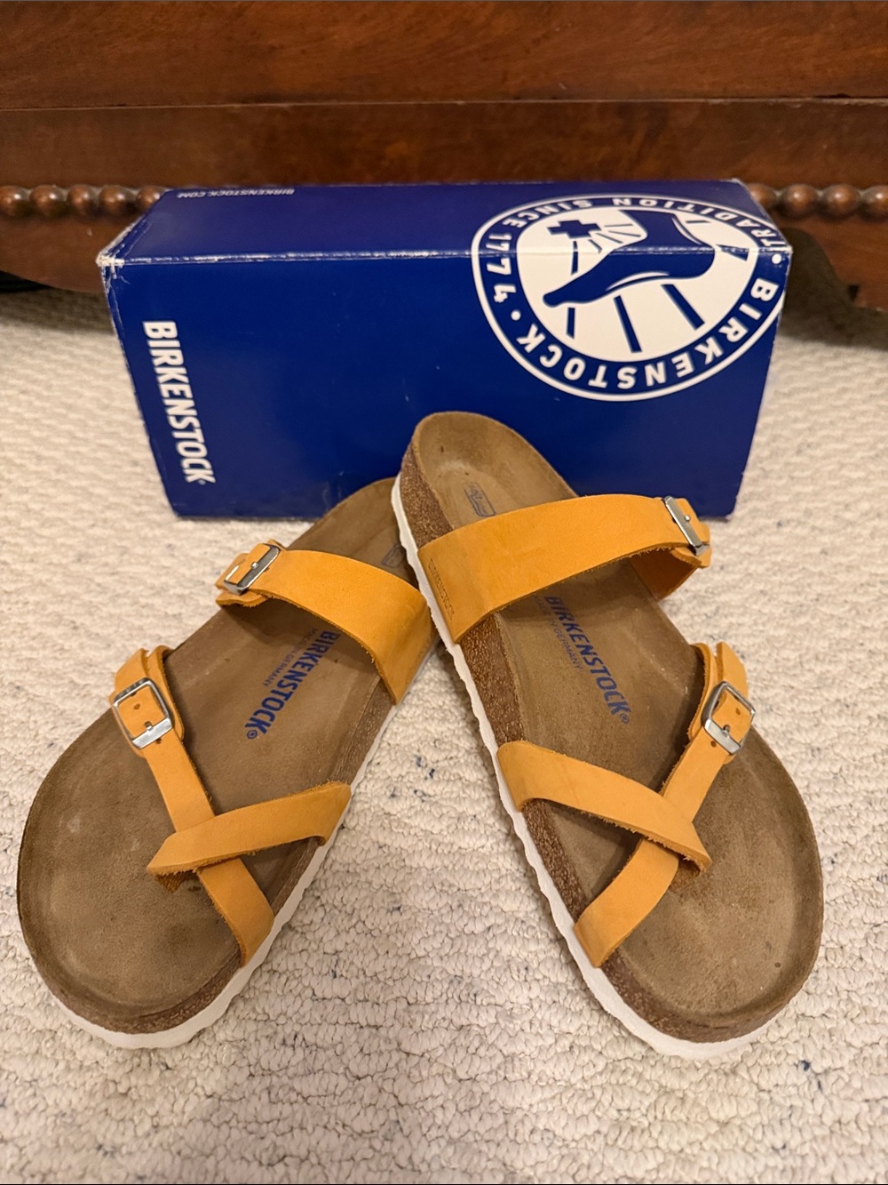 Birkenstock Orange Double-Strap Toe Loop Sandals